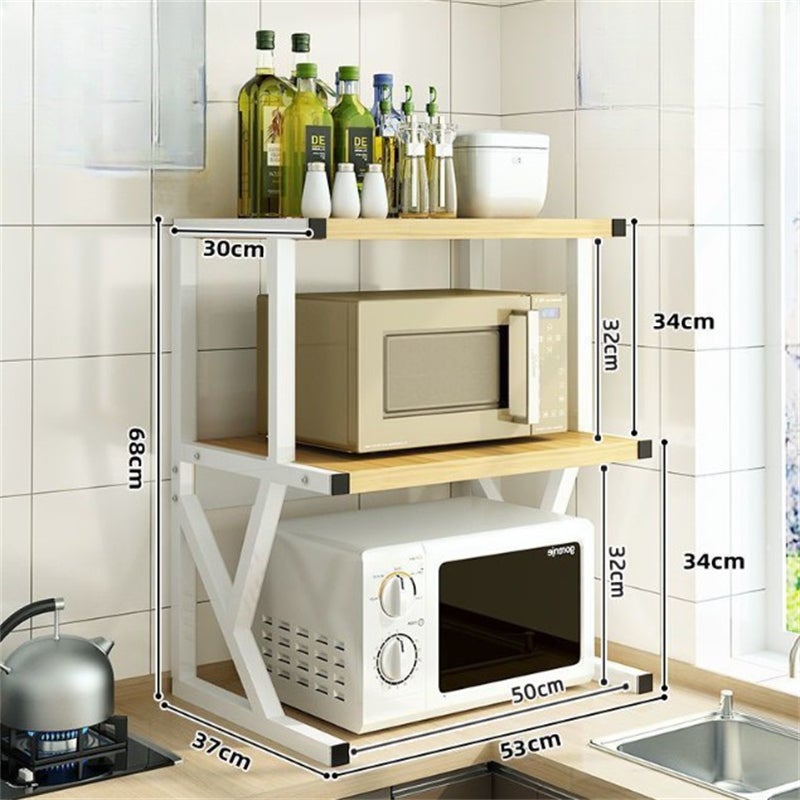 Étagère de Rangement Cuisine 3 Niveaux – Support Micro-ondes, Épices & Ustensiles Robuste - 53*37*68cm - 6
