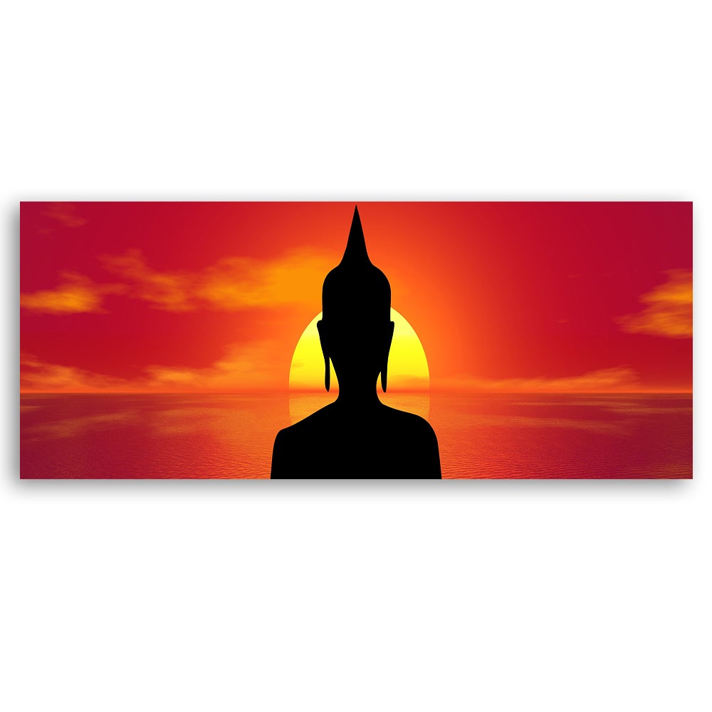 Tableau sur toile Bouddha au coucher du soleil 90x30 - 2
