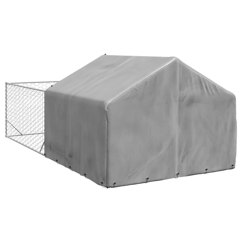 Canil exterior para cães com corredor 5x2x1,5 m aço galvanizado vidaXL - 5