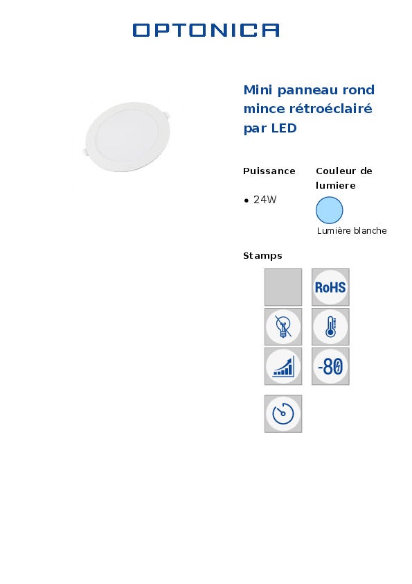 Pannello Mini Round LED 24W - 1920LM - 6000K - Ultra Fine - Alluminio - 7