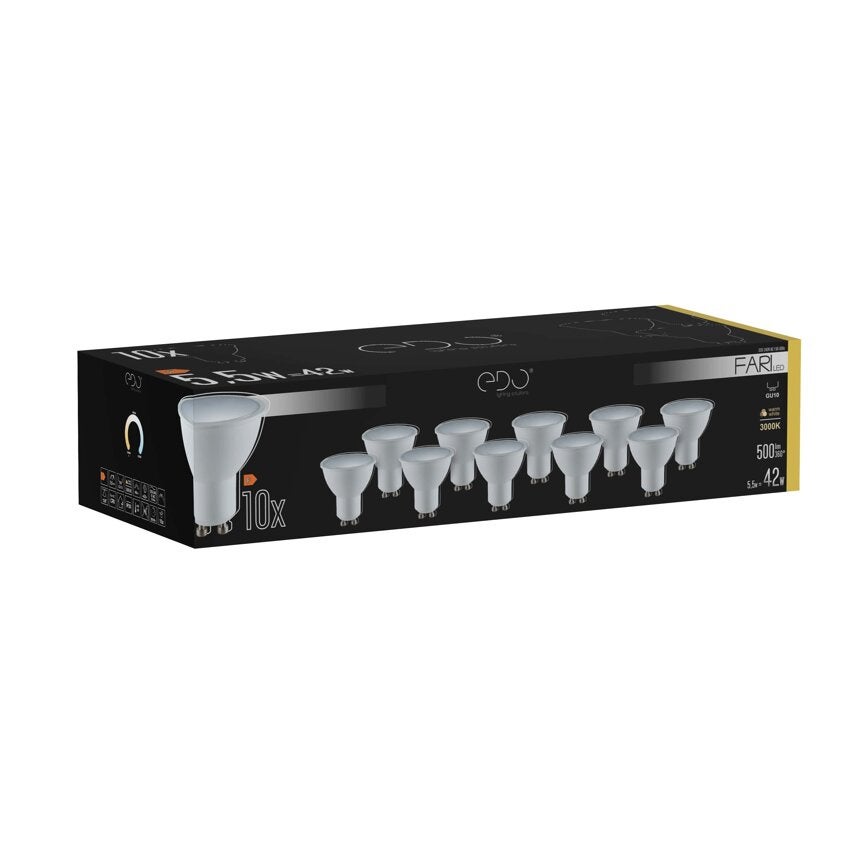10x Żarówka Edo FARI LED GU10 5,5W 3000K ciepła WW 500lm 120st