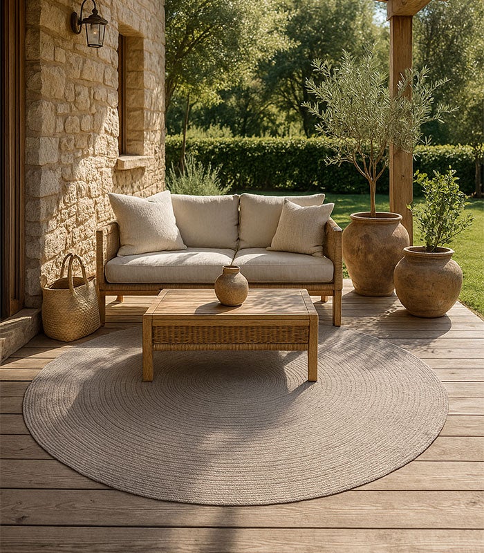 Alfombra Hamid Nansa Gris redonda para interior/exterior 120x120 - 3