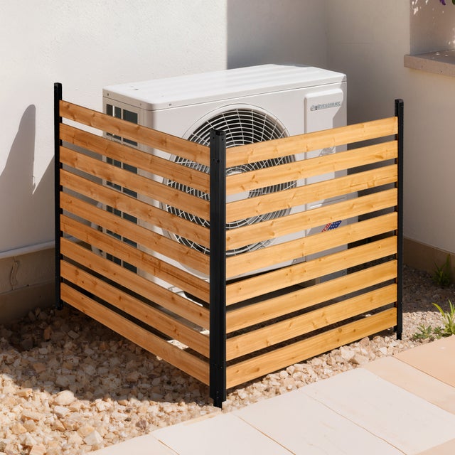 Panneau de Clôture VEVOR 2 PCS Cache Climatiseur Extérieur 121,9x124,4 cm Clôture Décorative pour Cacher Poubelle Embellir Jardin, Piquets Métalliques