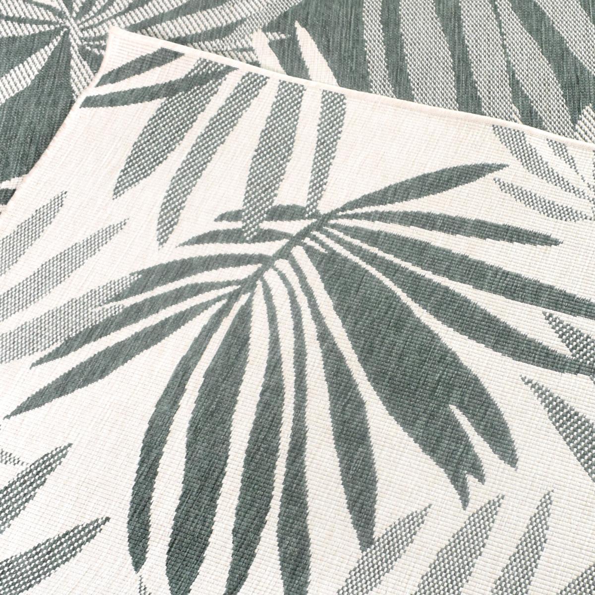 Tapis extérieur, kilim reversible 120x170 LYN2 AM REVERSIBLE vert et crème - 5