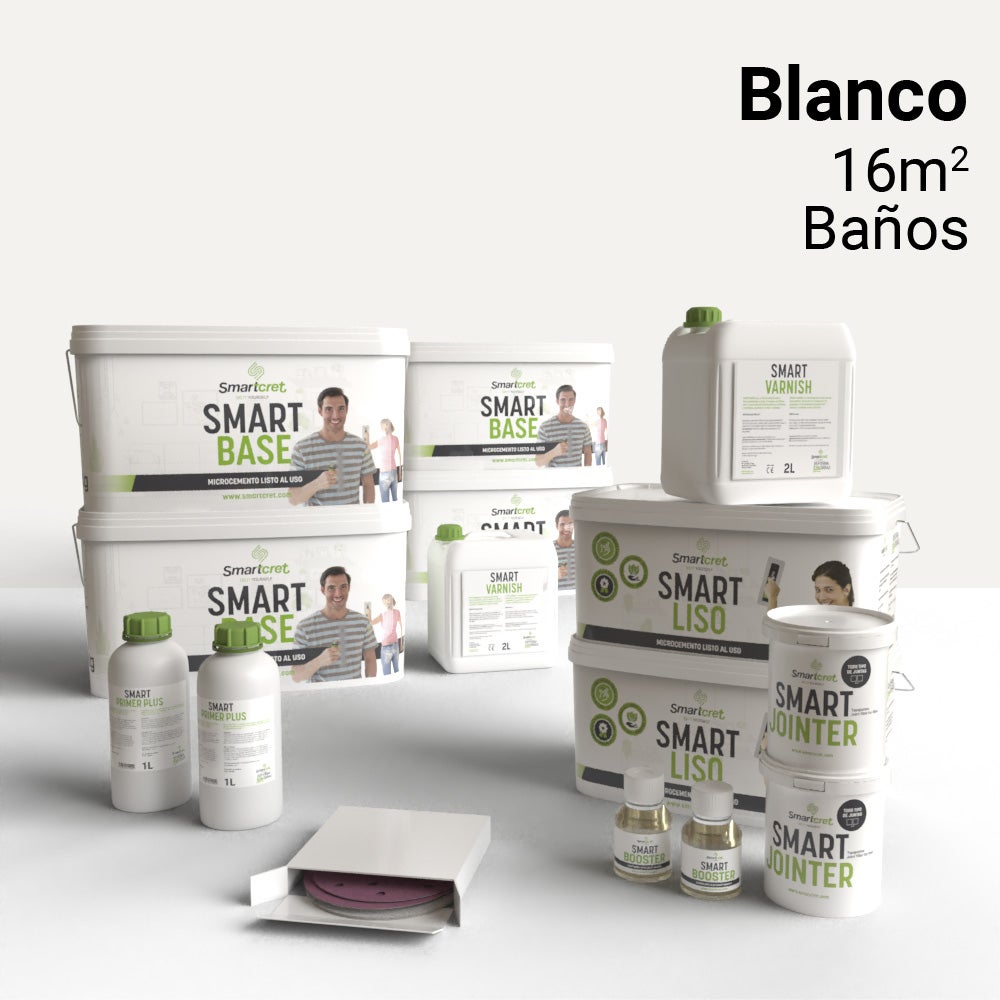 Super kit microcemento para superficies absorbentes 16m2. Color blanco ...