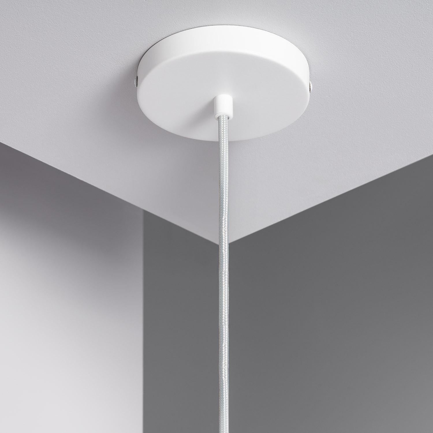 Lustre Suspension avec Câble Textile Blanc sans Abat-jour, Blanc, Fer,Textile, E27, IP20, 1620 mm x Ø100 mm - 2