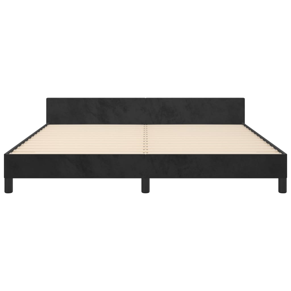 Cadre de lit sans matelas noir velours - 6