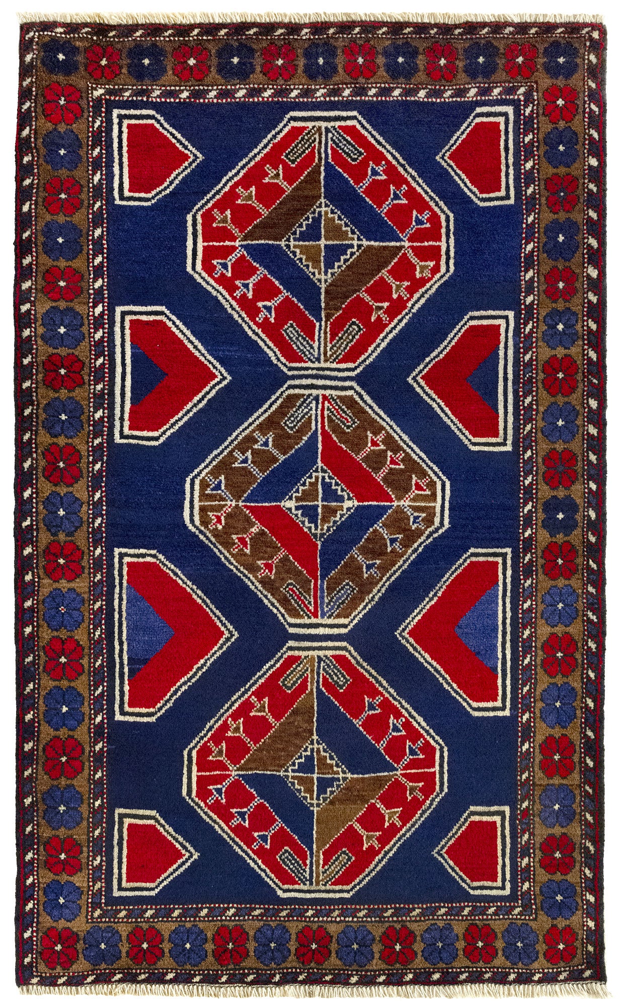 Grand Tapis Noué Main Vietnam 350x250 Cm - Bleu Pastel, Laine, Style Antique, 206719