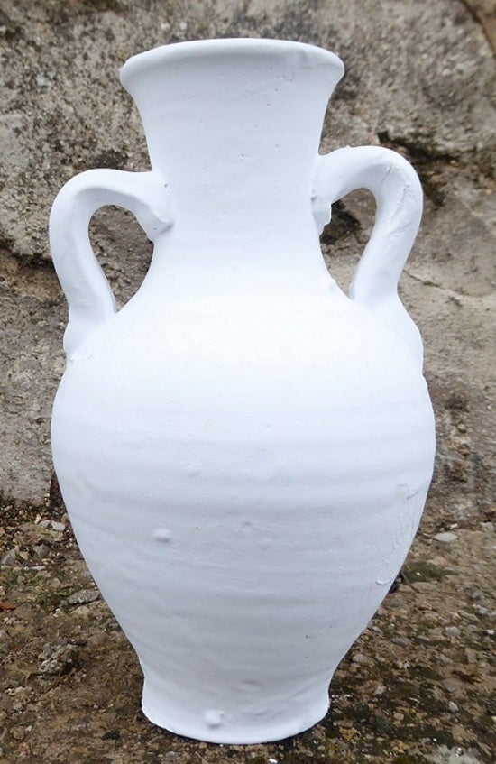 Anfora Decorativa 70 cm in Terracotta con Piedistallo