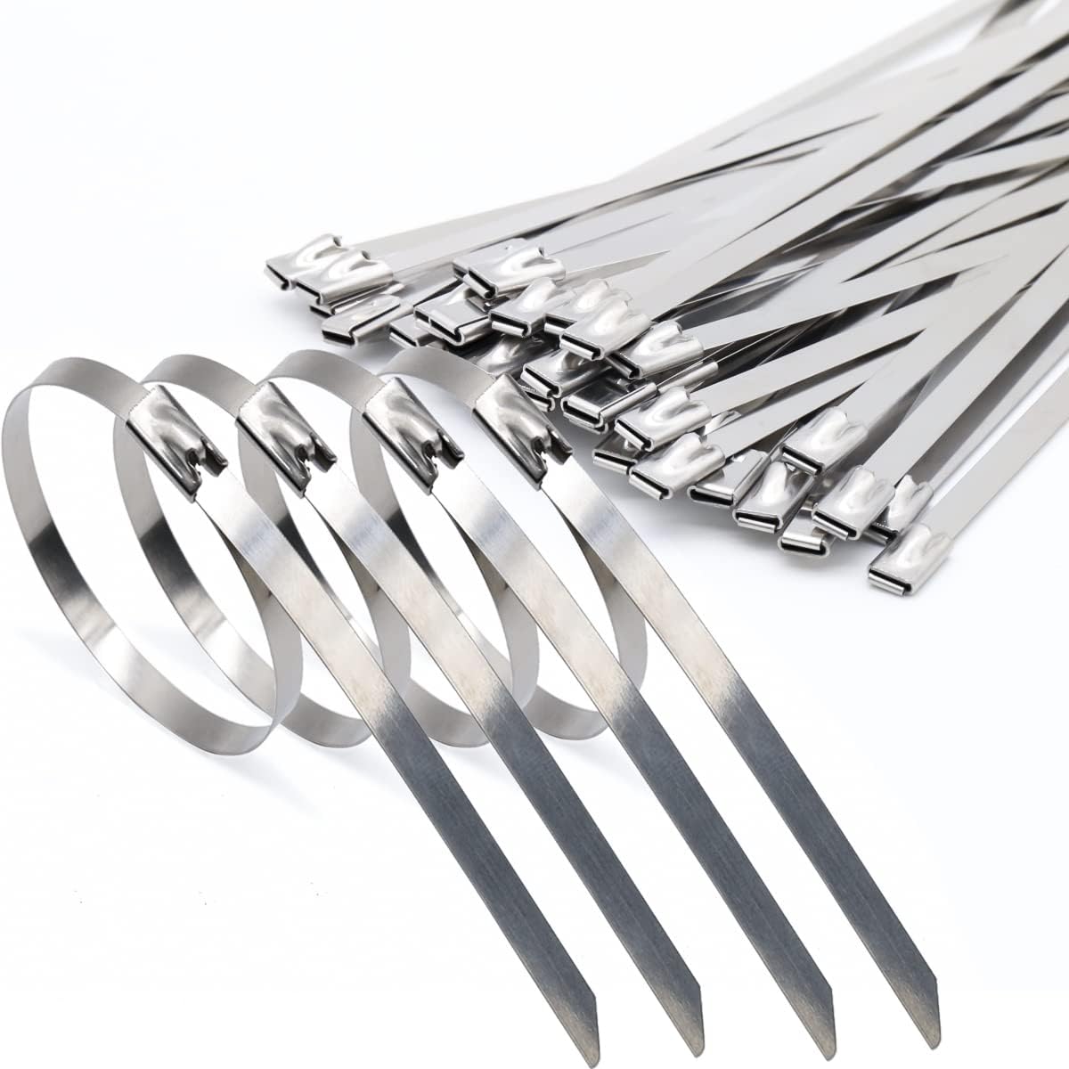 Zestaw 50 metalowych opasek kablowych 4,6 x 400 mm, opaski zaciskowe ze stali nierdzewnej, wytrzymałe