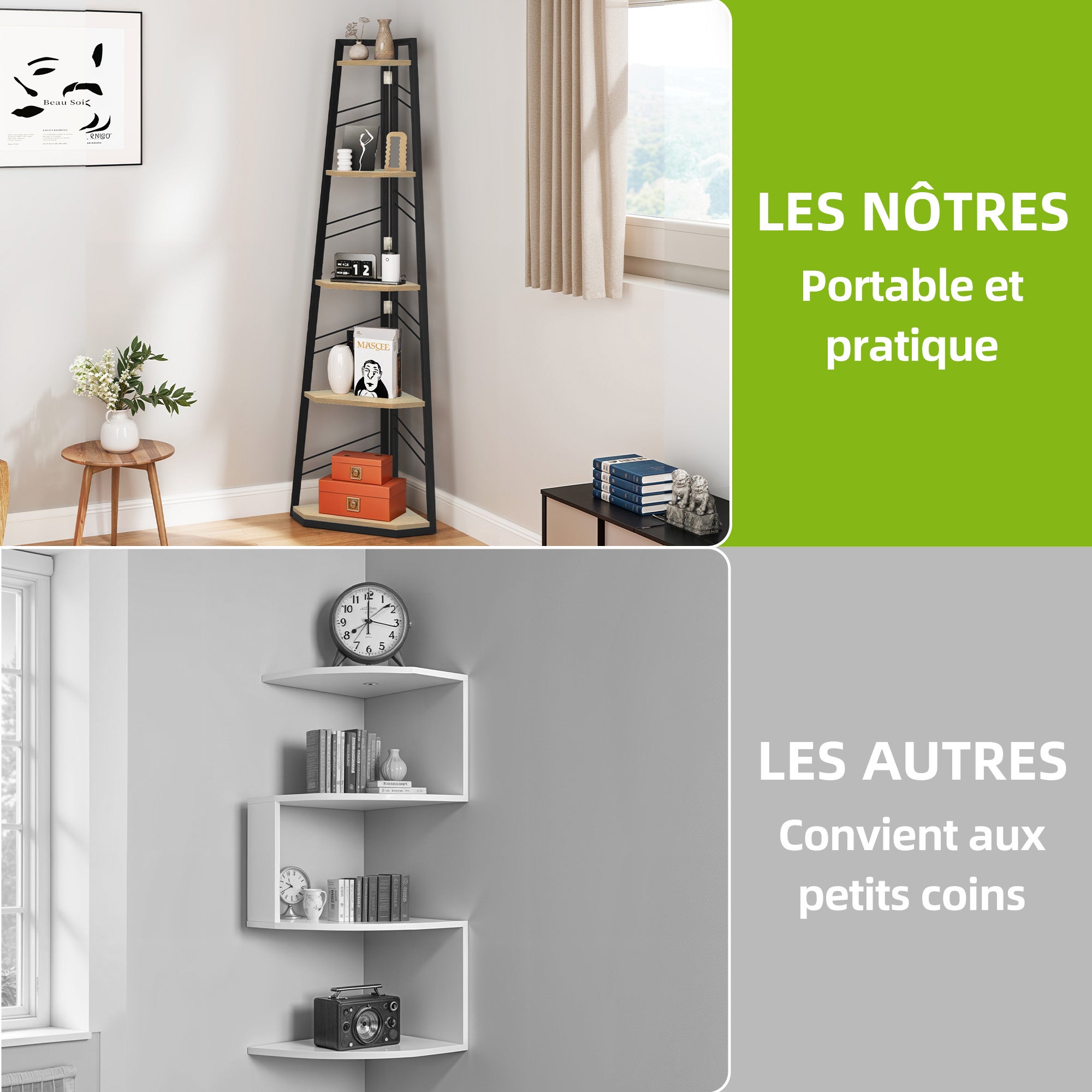 YITAHOME Libreria Angolare 5 Ripiani Stile Industriale Moderno Rovere 35x35x160 - 7