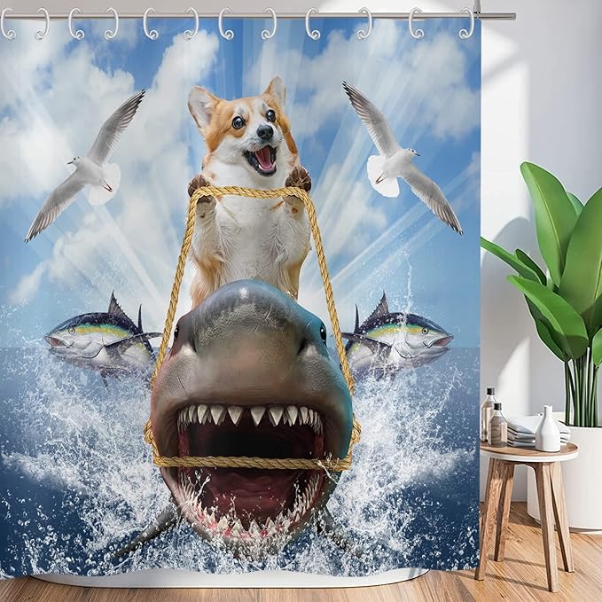 Zabawna zasłona prysznicowa 180x180 cm, zmywalna, wodoodporna, z materiału tekstylnego, do wanny, z 12 haczykami
