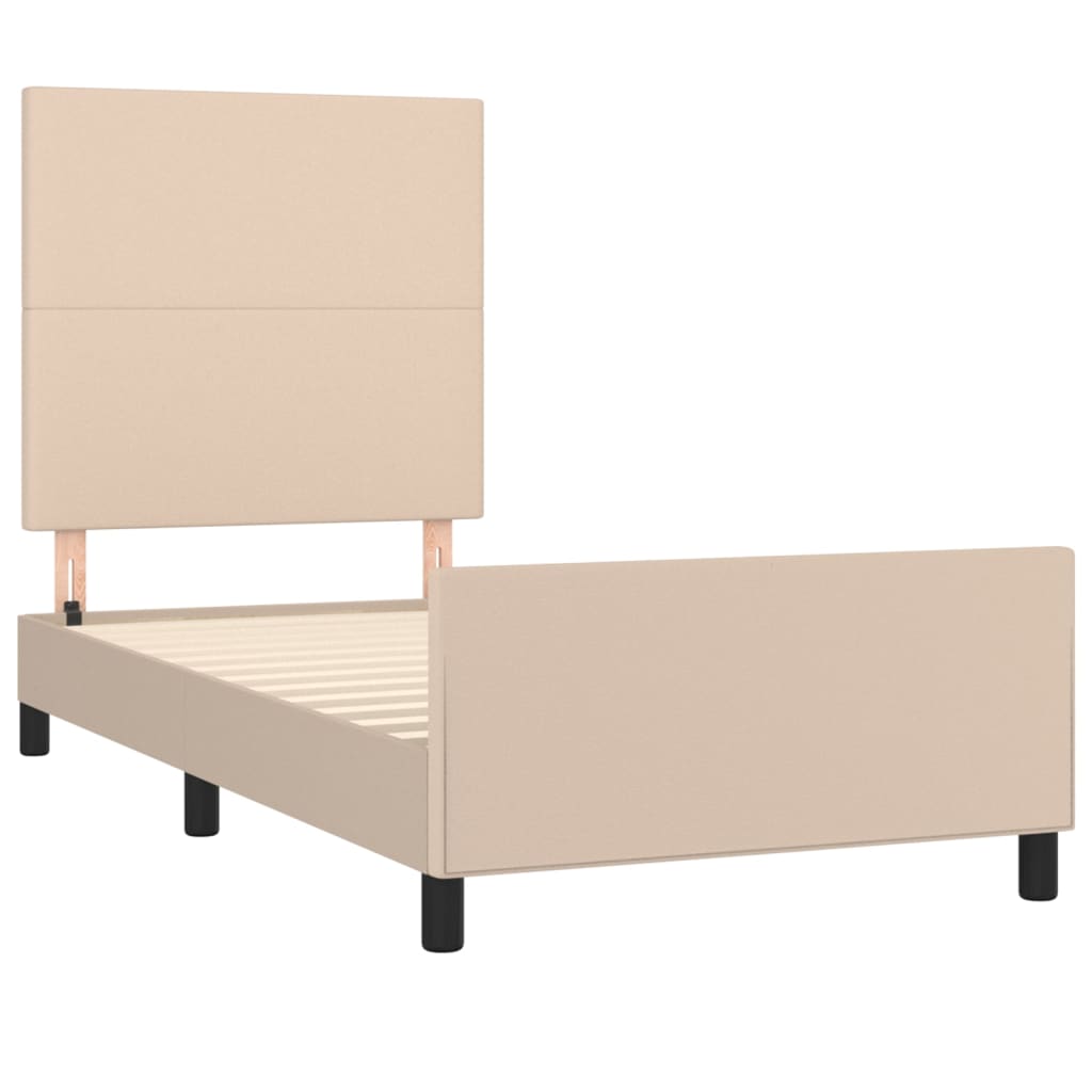 Cadre de lit sans matelas, similicuir cappuccino, pour la chambre, 100 × 200 cm - 4