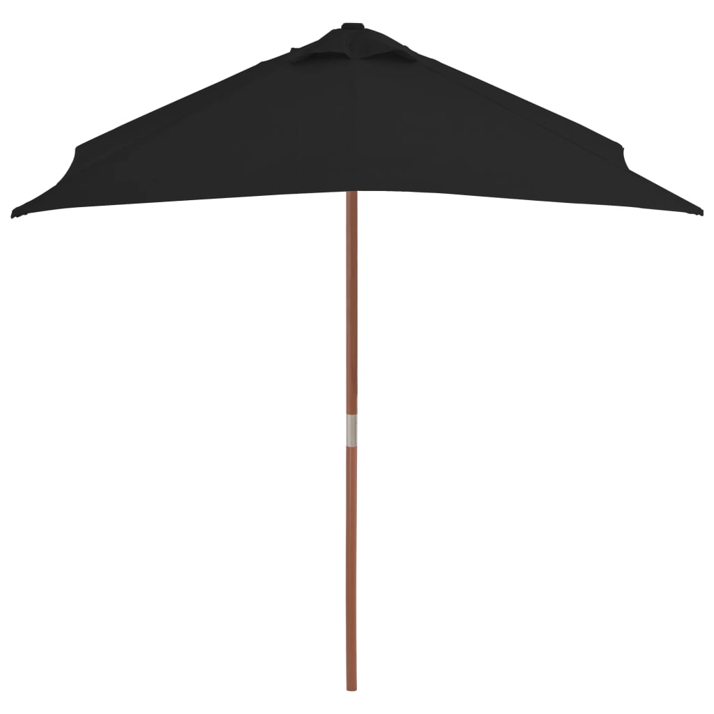 Parasol d'extérieur avec mât en bois Noir 150x200 - 4