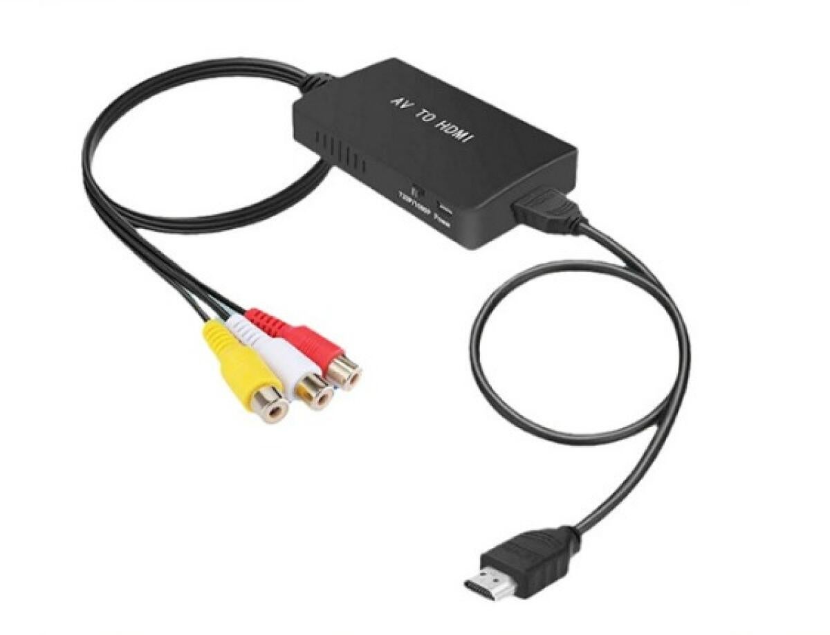 Czarny adapter RCA do HDMI, konwerter AV do HDMI, wejście RCA, wyjście wideo, adapter audio, do Sky/DVD/STB, do ekranu HDTV ZHQRCA03