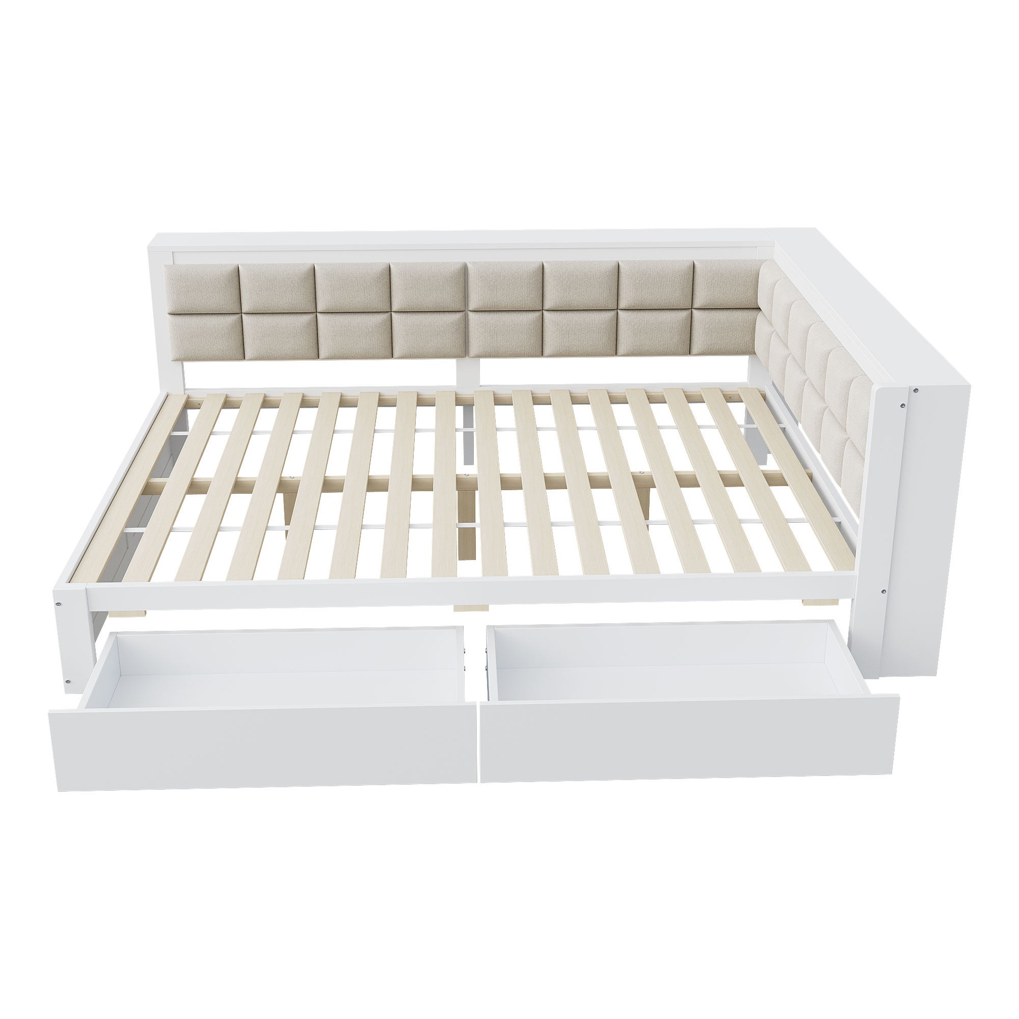 Lit Combiné En Bois 90x200 Cm Espace Rangement Multifonctionnel Grand Tiroir Simple Adolescent Sommier A Lattes Blanc Sans Matelas Lit Combiné En Bois 90x200 Cm Espace Rangement Multifonctionnel Grand Tiroir Simple Adolescent Sommier A Lattes Blanc Sans Matelas