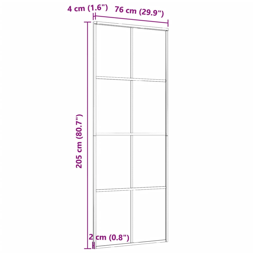 vidaXL Porte coulissante Aluminium et verre ESG 76x205 cm Noir - 6