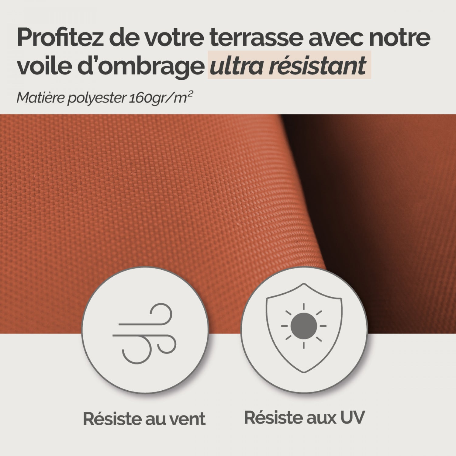 Voile d'ombrage rectangulaire pour terrasse, jardin, toile imperméable et résistant UV - 2 x 3 m - Terracotta - Linxor - 3