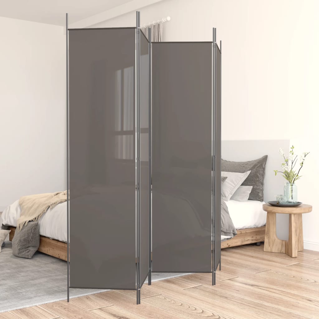 Cloison de séparation 4 panneaux en tissu gris anthracite 200x220 cm - COMFORTXL - 2