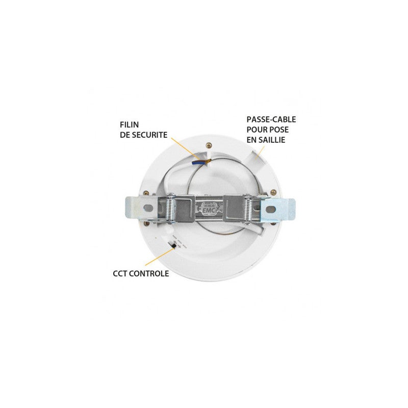 Plafonnier LED Encastrable AC220/240V 6W 525lm 100° IP40/20 IK06 Ø125mm - CCT 3000K / 4000K / 6000K perçage Ø50mm - 2