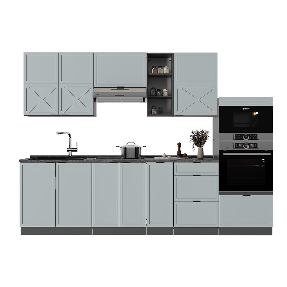 Vicco Cuisine Fame-Line, Bleu clair-gris/Anthracite, 280cm sans PT - 8