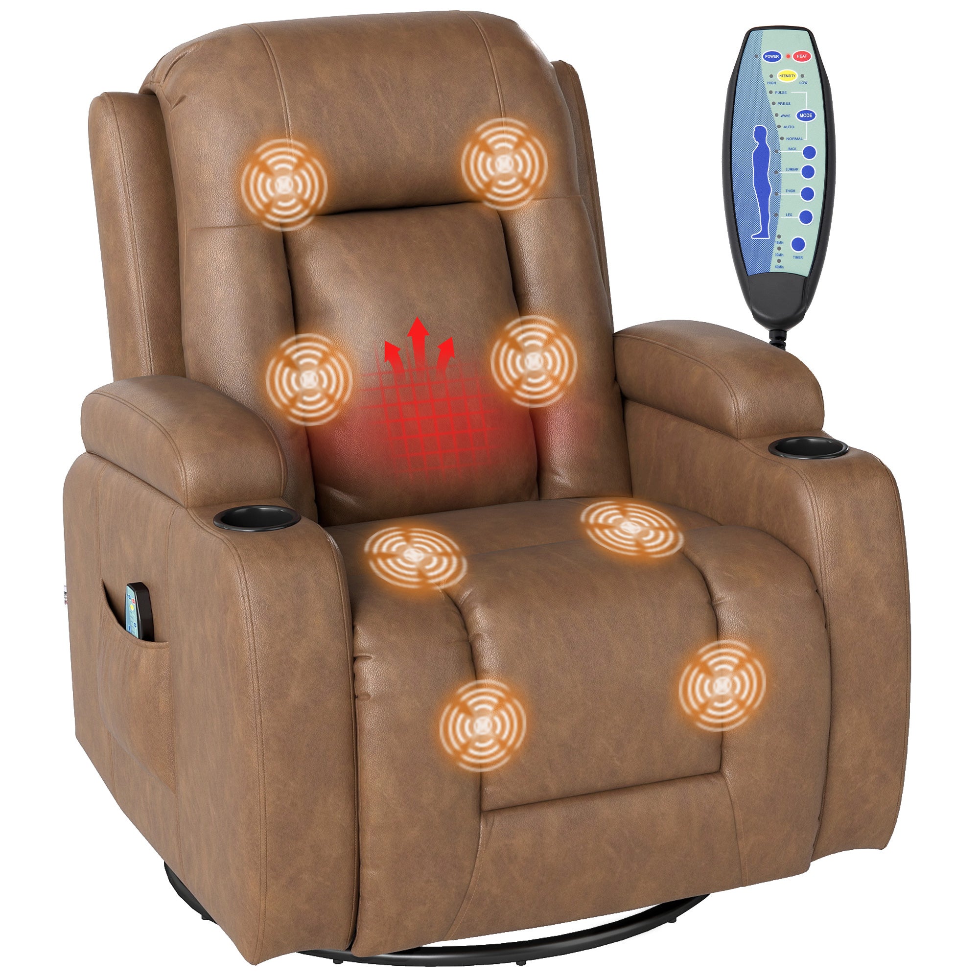 Fauteuil de bureau massant, repose-pieds, hauteur réglable, dossier