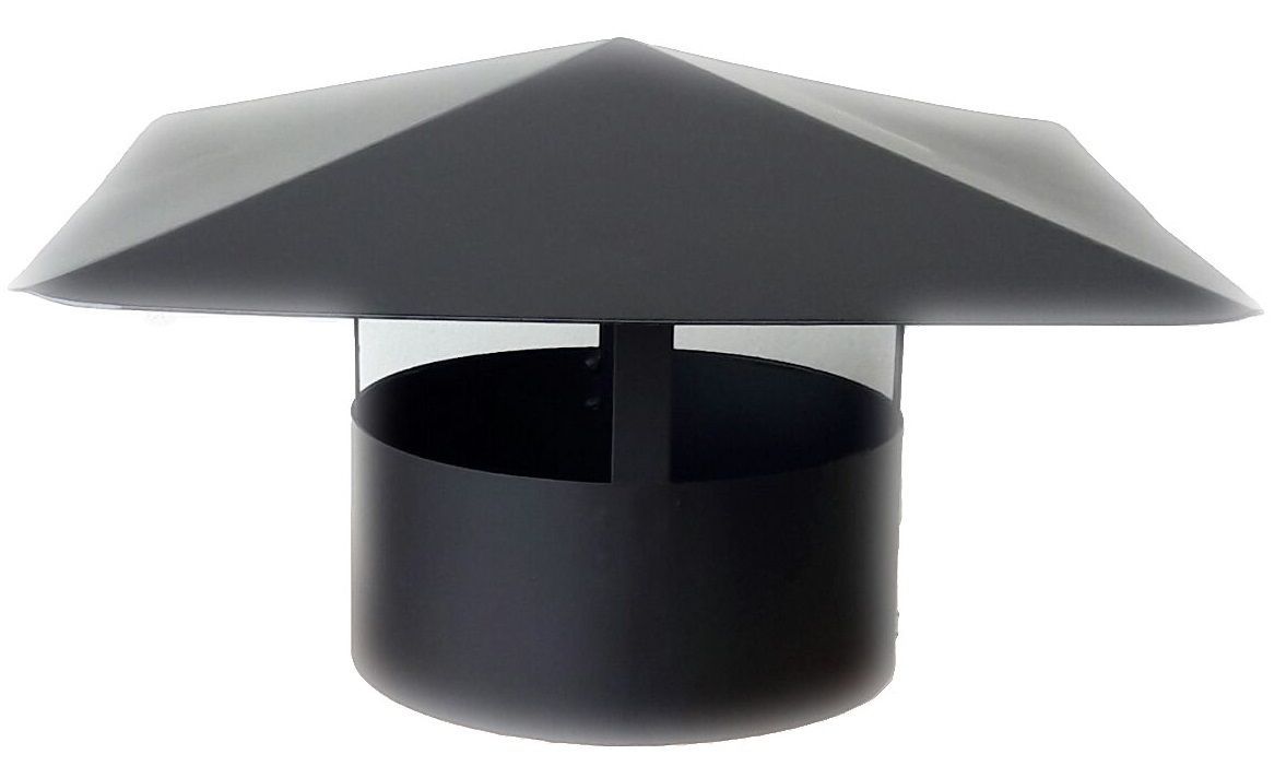 Chińska nasadka kominowa - Wersja Premium - 130 mm - żeńska do czarnej rury - czarna