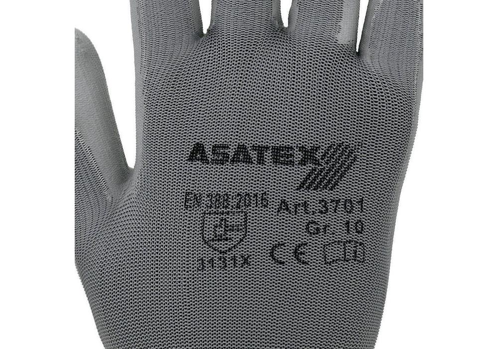 Gant taille 10 gris EN 388 catégorie EPI II nylon avec polyuréthane ASATEX (Par 12) - 3