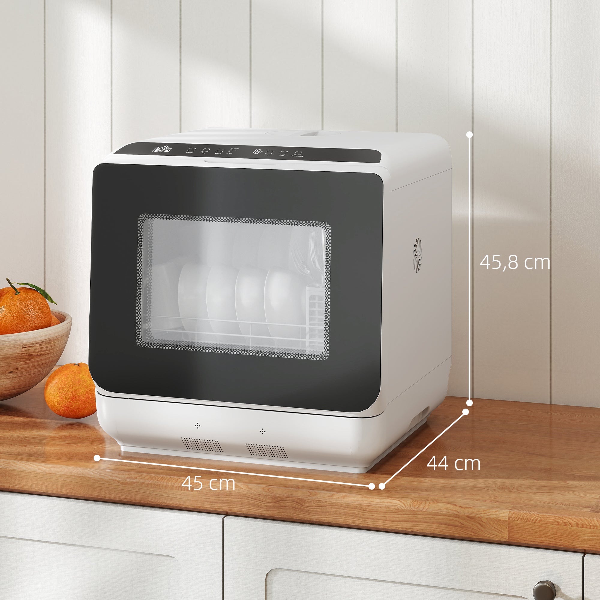 Mini lave-vaisselle compact 4 couverts, lave-vaisselle de table, 6 programmes, commandes tactiles, réservoir 6 L, blanc - 5