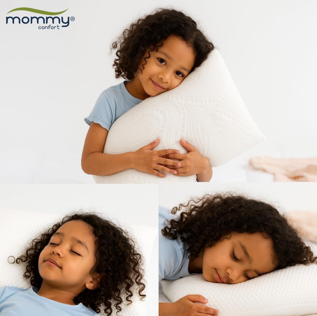 Almohada Infantil Viscoelástica 90x35x6cm – Almohada Transpirable para Niños 2–8 Años – Almohada Cuna Bebe + Cama 90cm – Hipoalergénica+Suave+ Lavable - 3