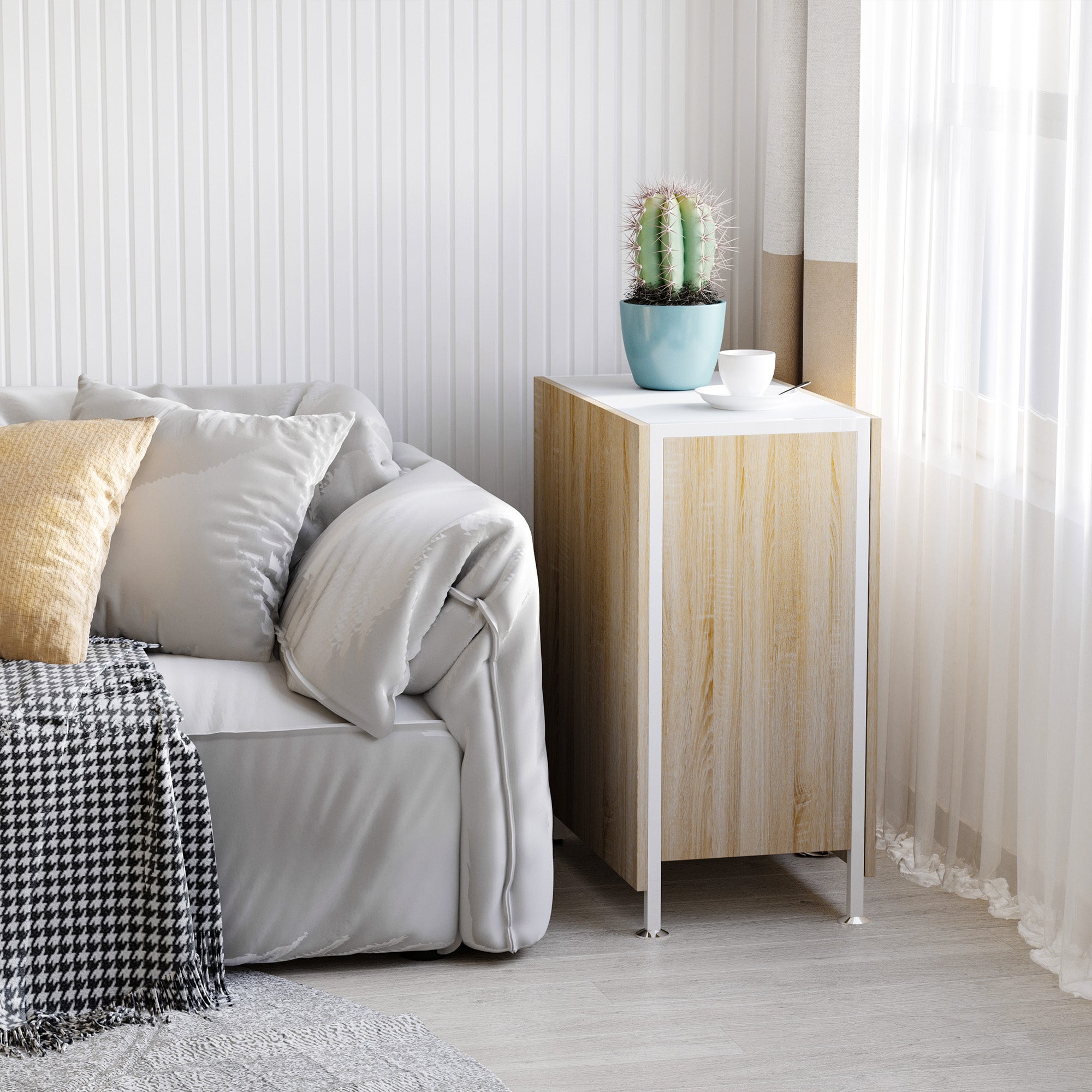 Mesa plegable de almacenaje Homcom roble 169x62x75 cm - 4