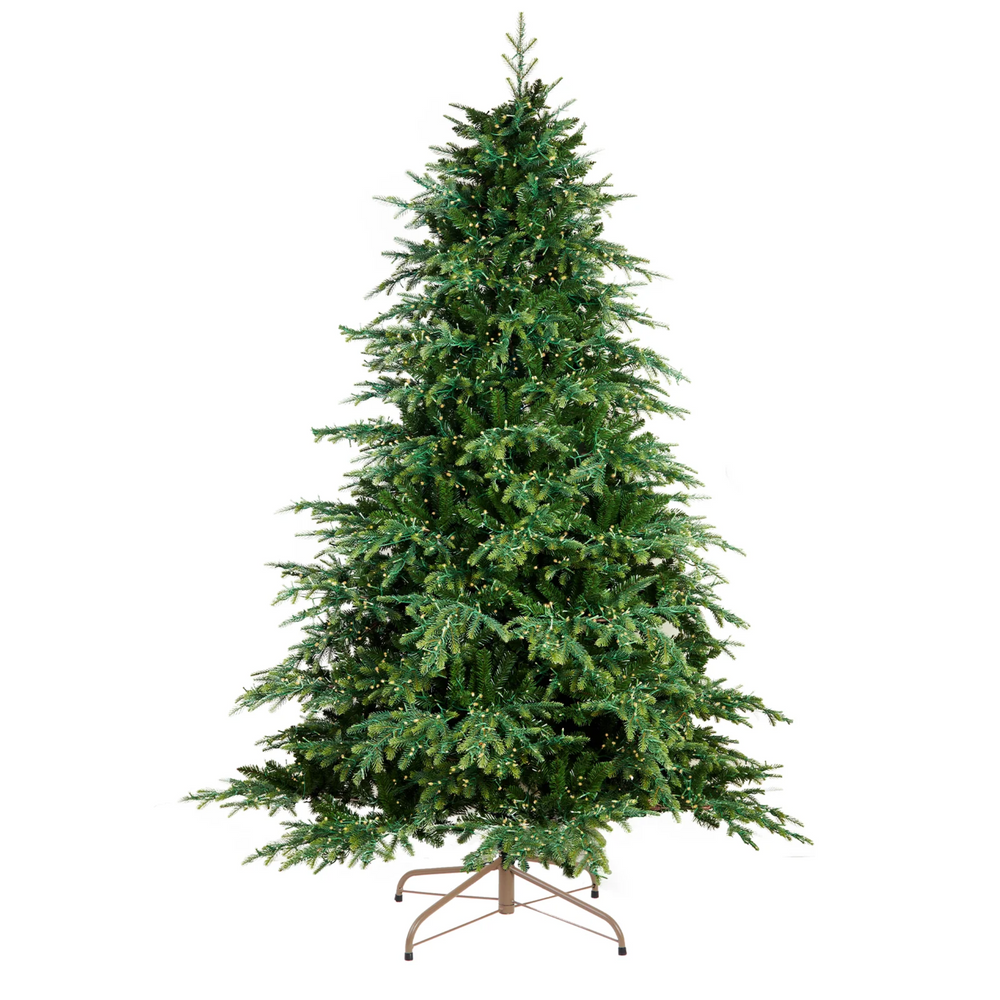 Albero Di Natale Gabriel Real Touch 180 Cm - PE+PVC, Effetto Vero Abete, Apertura A Ombrello, 987 Rami, Alta Qualità