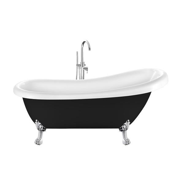 Baignoire sur pieds rétro RICHMOND Noire 171 cm Pieds de Lion Chromés