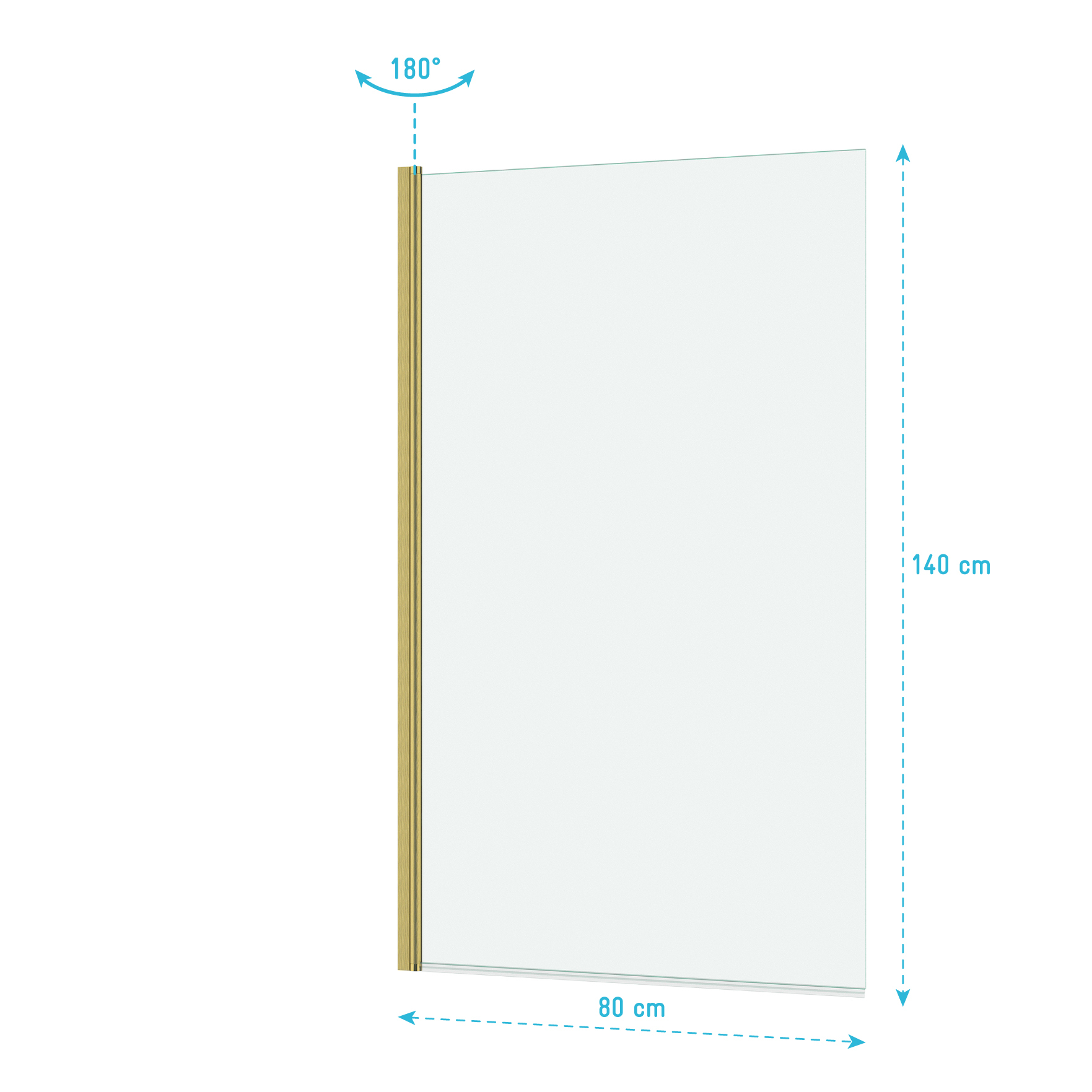 Parete vasca ribaltabile 80x140cm - Profilo finitura Oro Spazzolato - Vetro Temperato 4mm - ELEMENTARY - 5