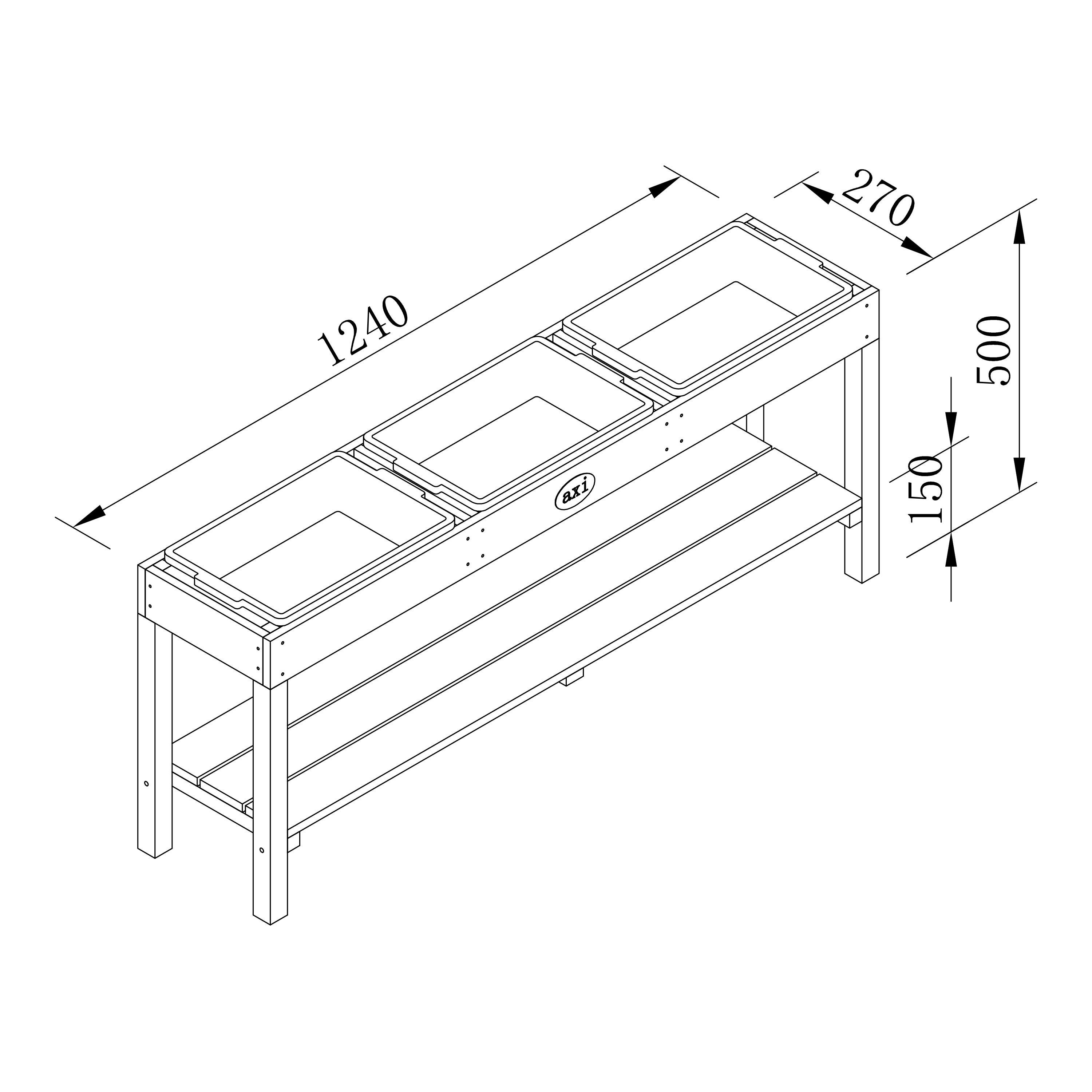 Axi Table À Sable Et Eau En Bois -124 X 50 Cm | Table D'Activité Avec 3 Récipients Et Une Étagère - 6