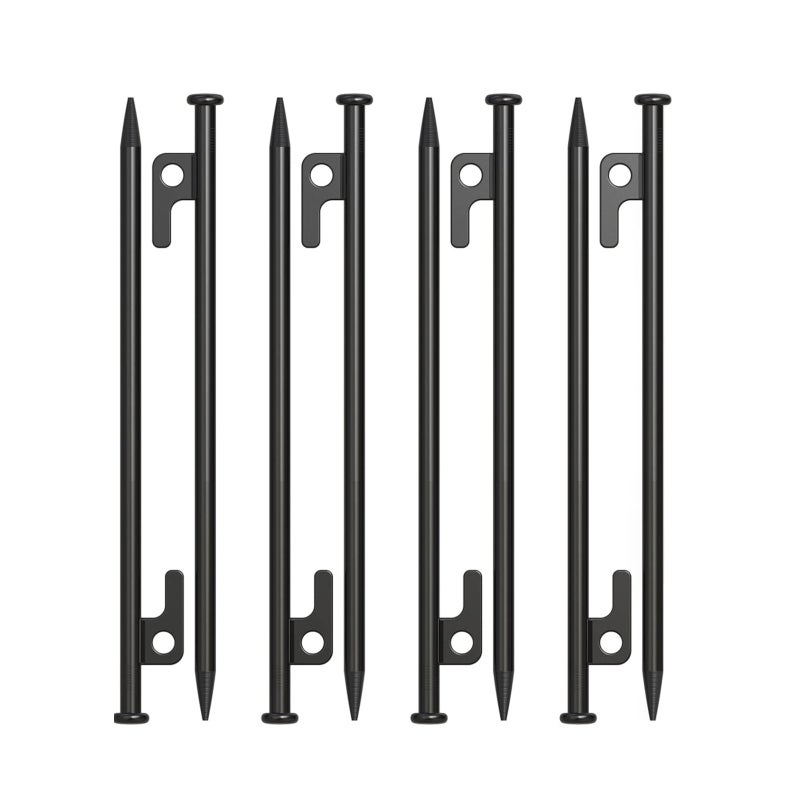 QWORK® 8 Piquets De Tente 20 Cm – Sol Dur, Rocailleux, Plage Ou Prairie – Noir