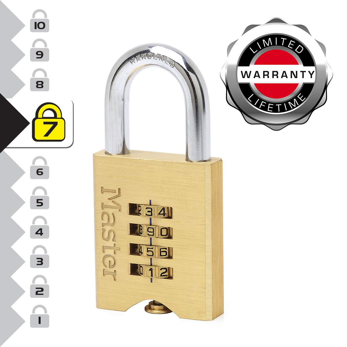 Cadenas à combinaison programmable MASTER LOCK laiton massif 50mm anse d.10xh.32mm - 4
