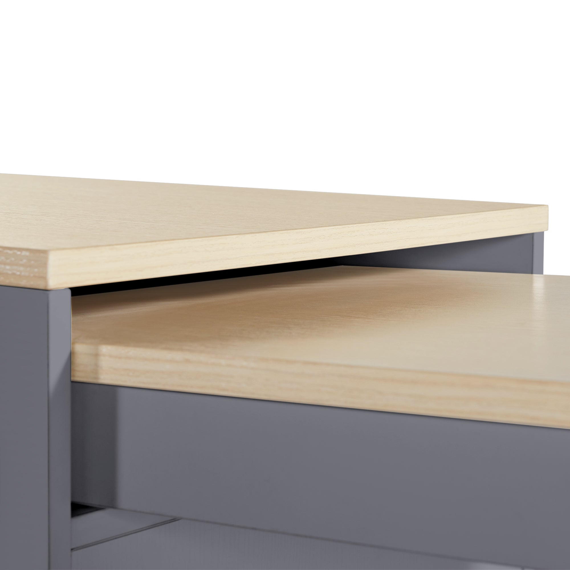 Wyspa kuchenna z rozkładanym stołem jadalnym i 4 drzwiami - 118/180 x 50 x 94 cm - MDF - Szara - 8