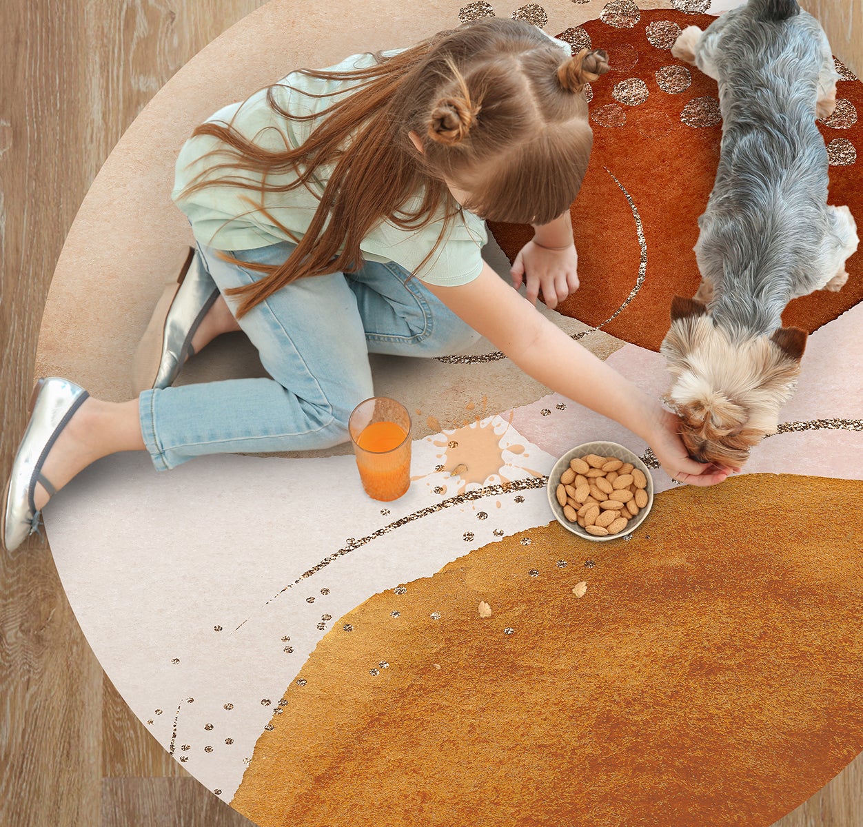 Tappeto antiscivolo in vinile Agata [Diam] 150 cm - PVC stampato, lavabile, ignifugo, per salotto e cucina, stile moderno - 6