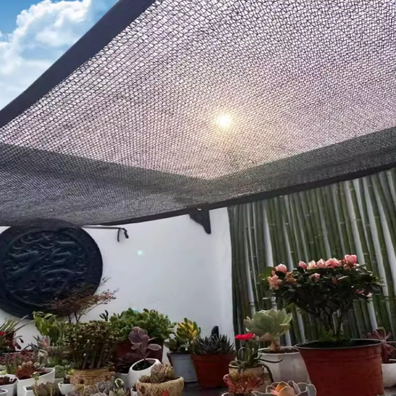 Filet D'ombrage pour Serre,70% Noir Voile Ombrage Ajourée Tissu D'ombrage Pare-Soleil Tissu avec Oeillets,pour La Couverture Végétale Jardin(3x3m) - 8
