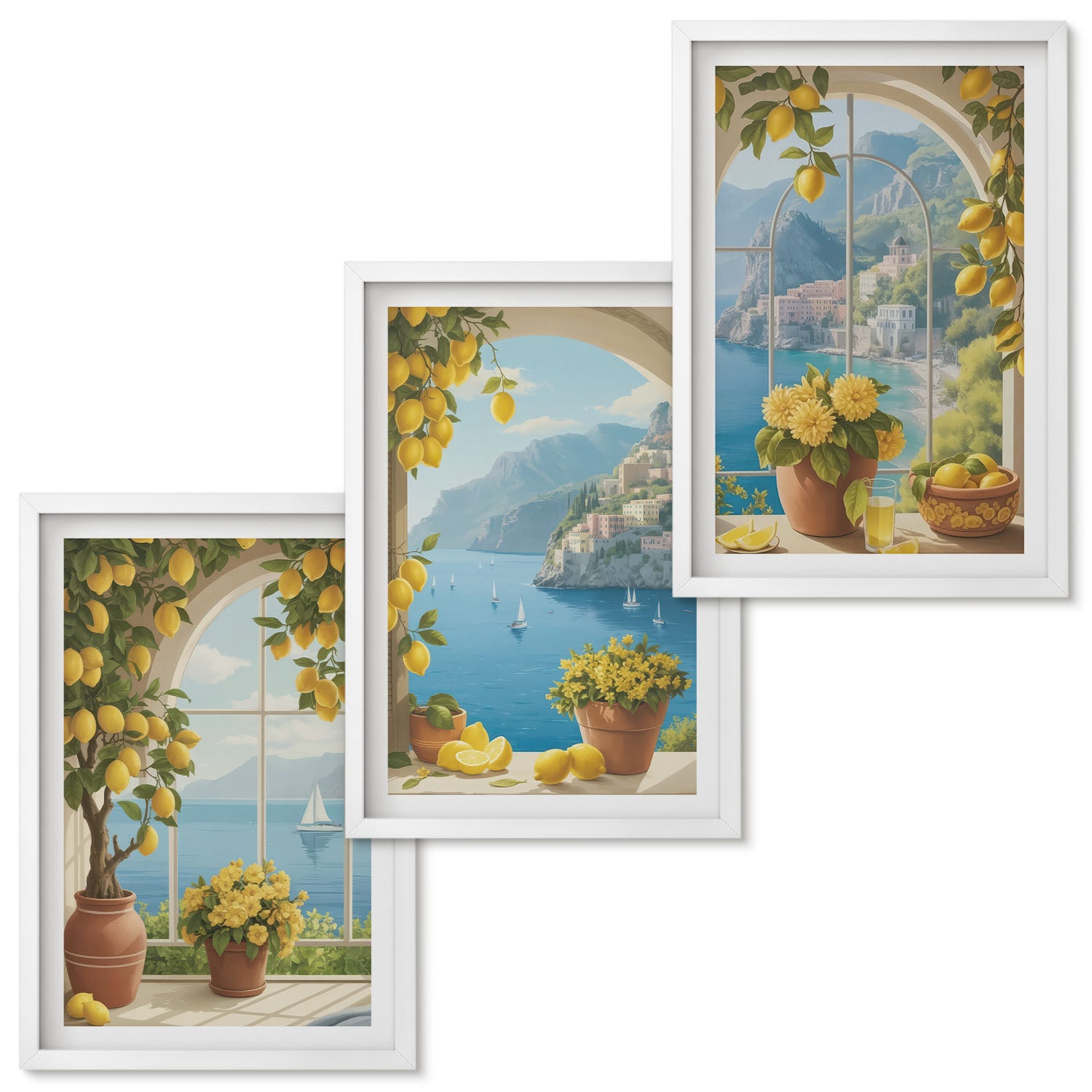 Ensemble de tableaux encadrés - 3 parties | Paysages marins avec des ...