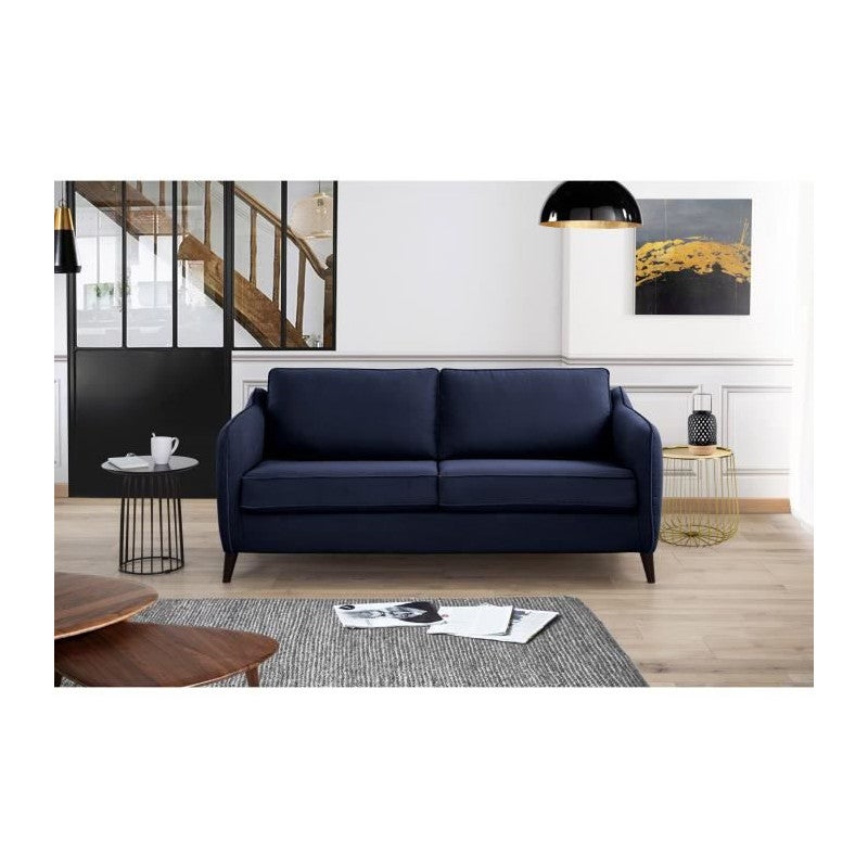 HGB Collection Divano Letto Trasformabile 3 Posti - Blu Ocean, Con Materasso 14 Cm, Braccioli Imbottiti, 194x93x67 Cm