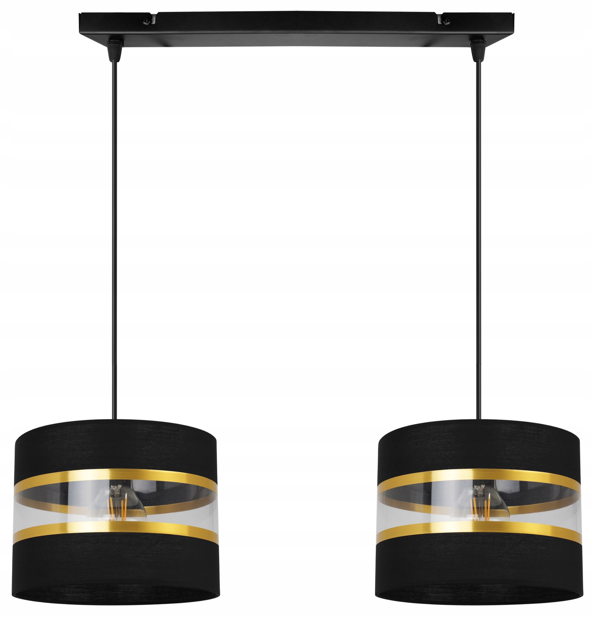 Lampa sufitowa wisząca Elegance Gold modern 2xE27 abażur walec czarny Light Home LH