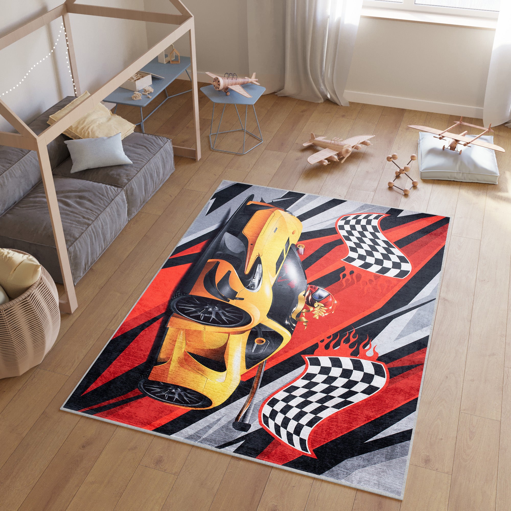 Tapis Enfant TAPISO Emma - 160x230cm - Motif Marelle Multicolore - Antidérapant Et Lavable