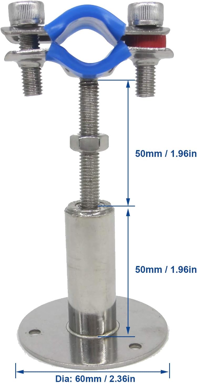 Lot de 2 colliers de serrage réglables en hauteur - Montage mural/plafond - Pour tubes de 32 mm à 34 mm - Support de tuyau robuste - 2