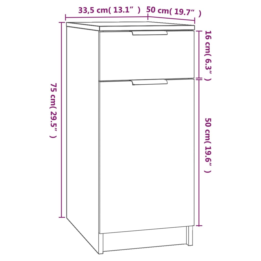 Maison Exclusive - Armoire de bureau Gris béton 33,5x50x75 cm Bois d'ingénierie - 9