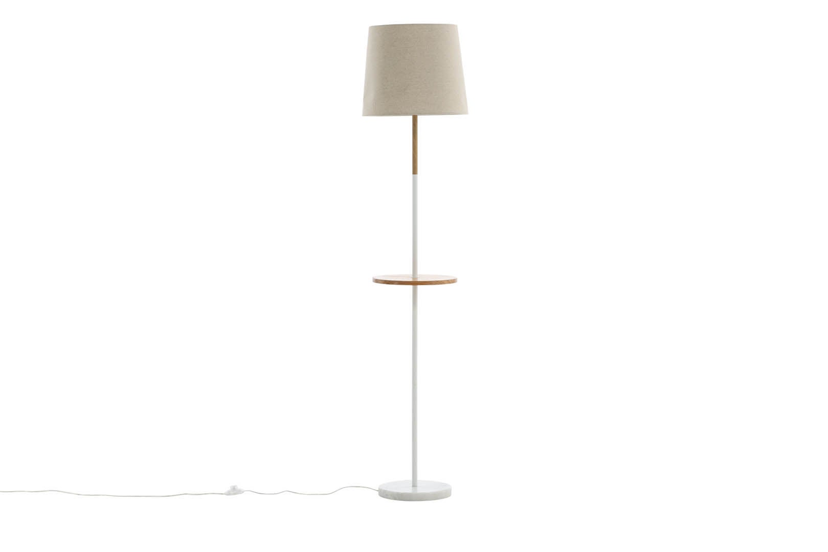 Hattman oświetlenie lampa podłogowa 36x36x165cm tkanina beżowy, biały, drzewo.