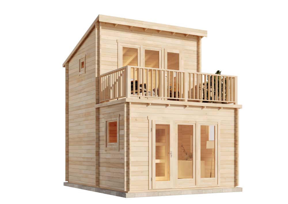 Chalet de jardin Manhattan Alpholz, 4x5m dim. ext. (cas échéant incl. débord de toit) naturel, épaisseur paroi : 44mm, 20m² totale - 4