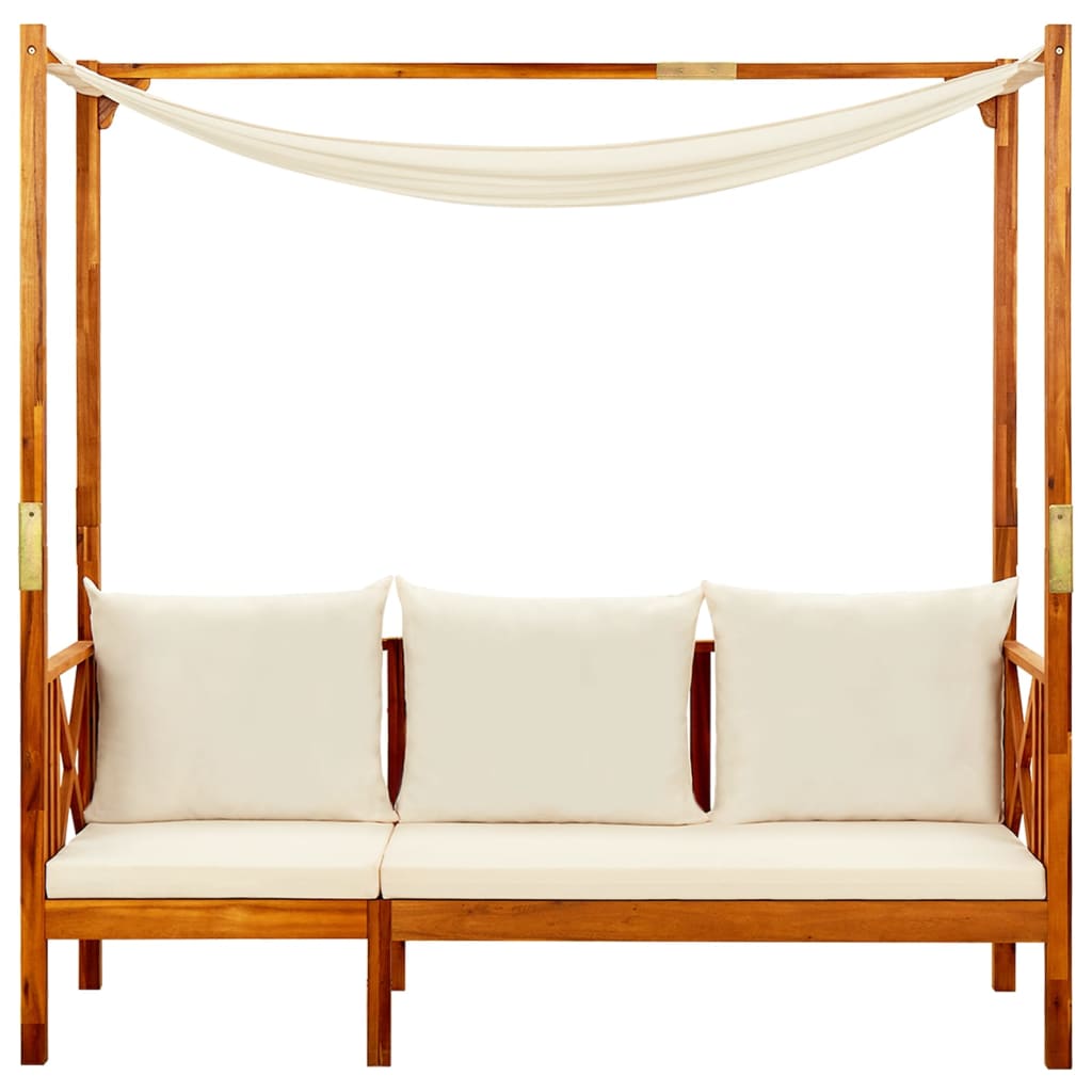Panca Da Terrazza - Panchina Da Giardino Con Baldacchino Legno Massello Di Acacia 93537811