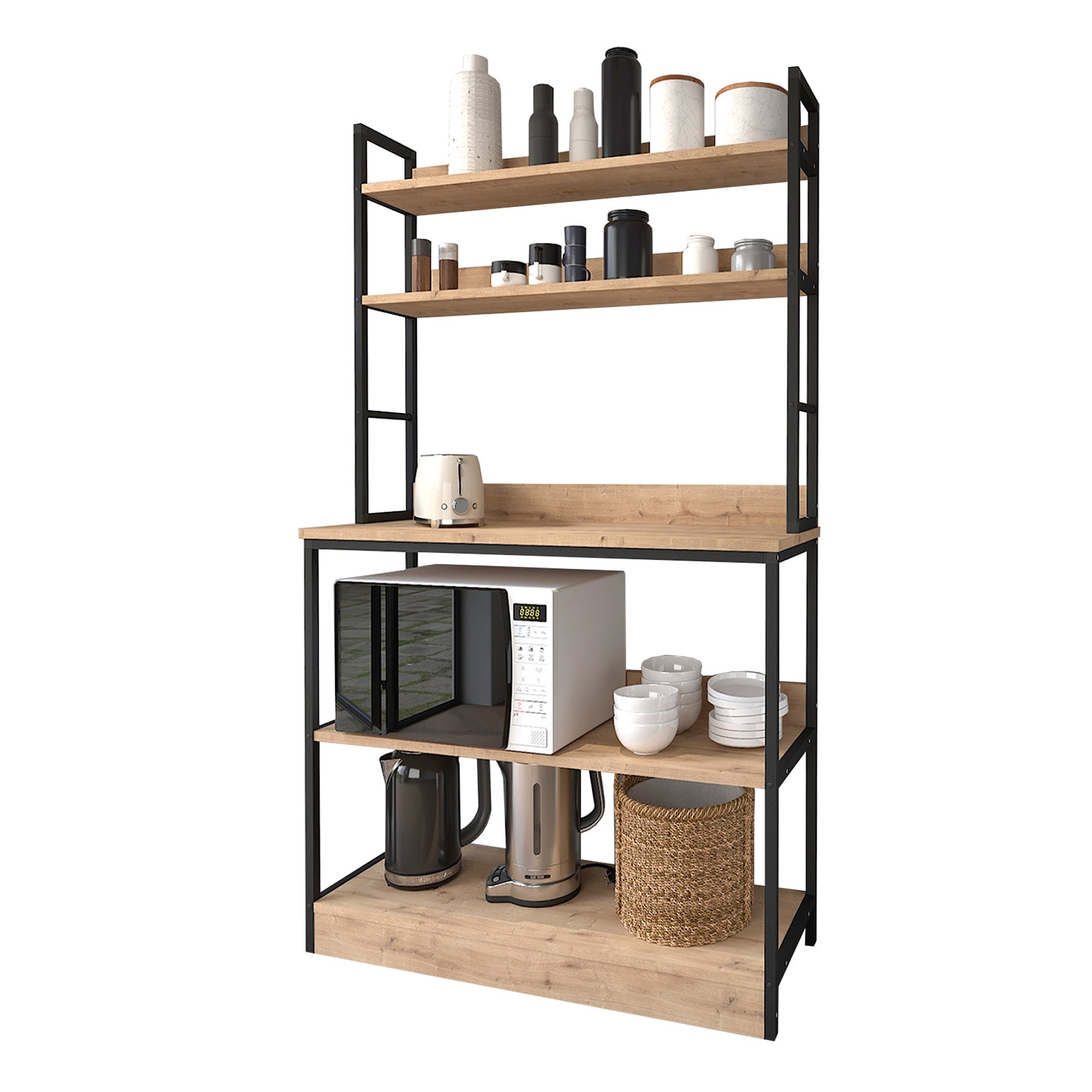 Estantería de Estilo Industrial con estantes de melamina Color safir y Estructura de Acero en Negro - 160x66x34 cm - Buyqualia con Ofertas en | Ofertas Online